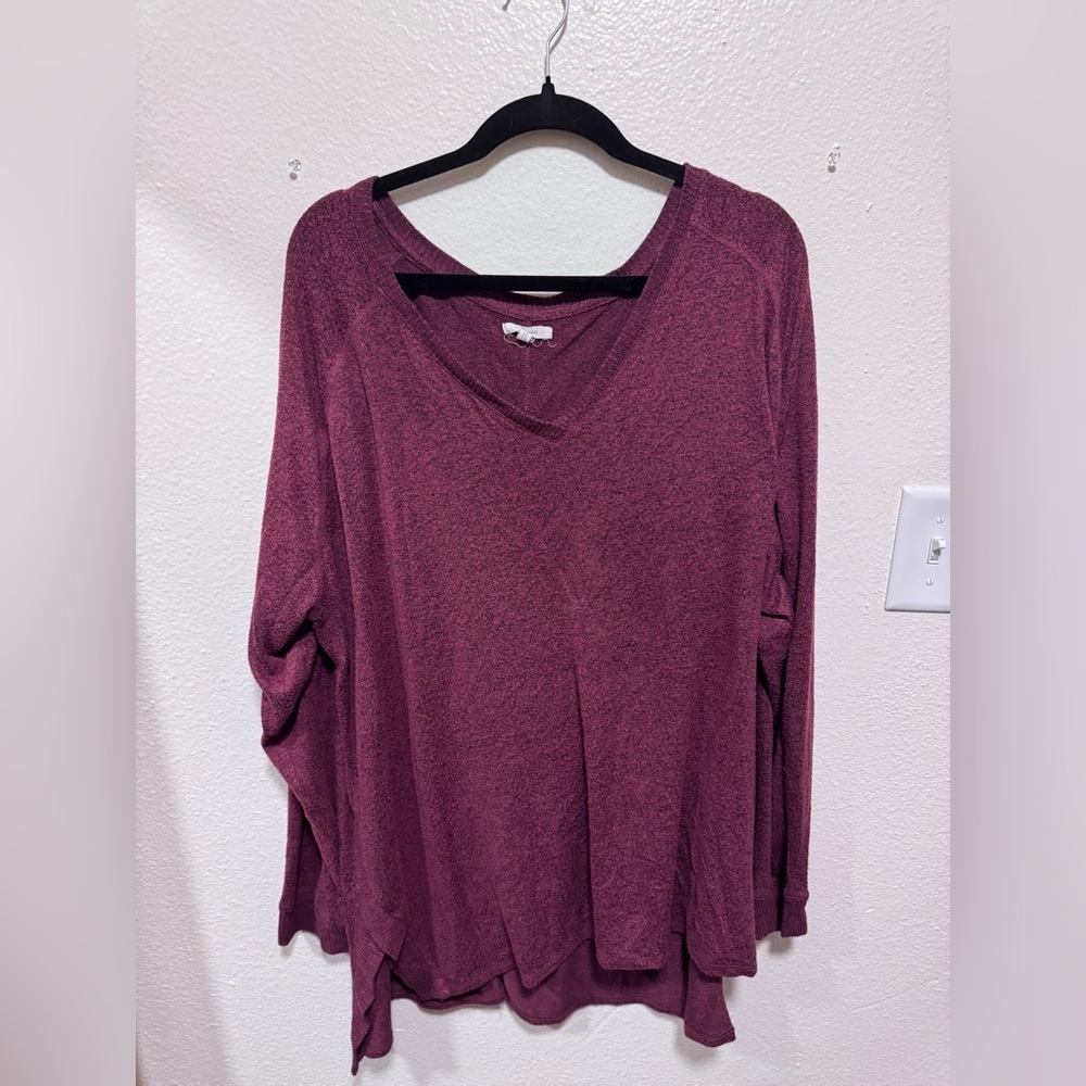 Maurices Plum V-Neck Pullover Sweater